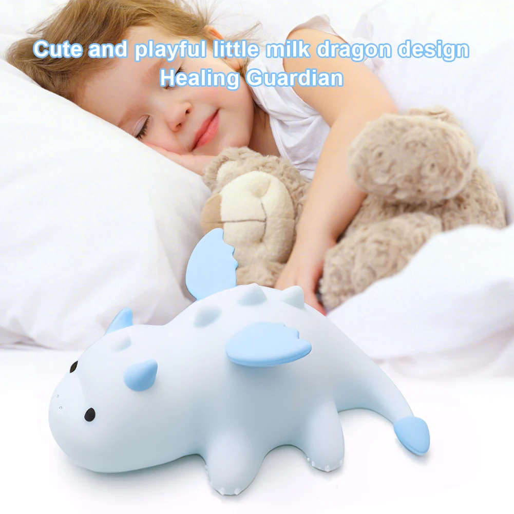 Little Dragon Creative Bedside Lamp Rechargeable Cute Atmosphere Lamp 3 Modes Patting Nightlight for Desk Bedroom Living Room