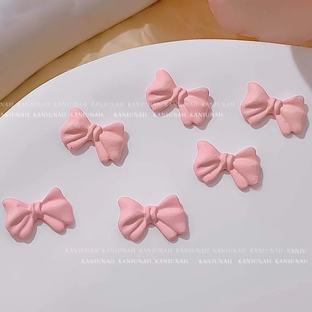 10pcs Cute Cream Pink Nail Art Charm 3D Lovely Bowknot Ribbon Cross Bear Nail Decor Parts DIY Luxury Kawaii Nail Jewelry Parts