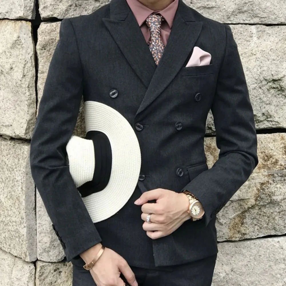

Мужской повседневный костюм: пиджак и брюки, новый стиль, корейская версия, приталенный крой, модный комплект из двух предметов