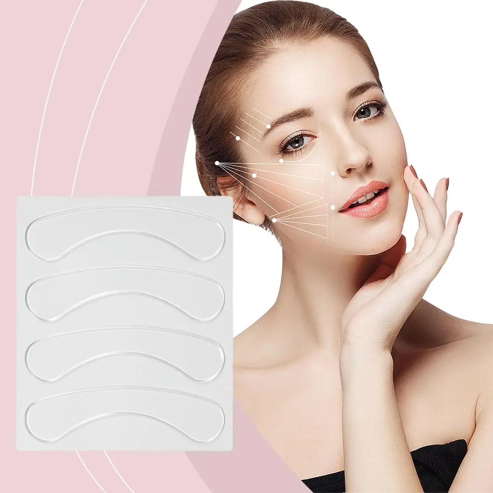 4Pcs Anti-Wrinkle Lip & Smile Line Pad Reusable Silicone Gel Anti-Aging Collagen Facial Lifting Patch Prevent Nasolabial Wrinkle