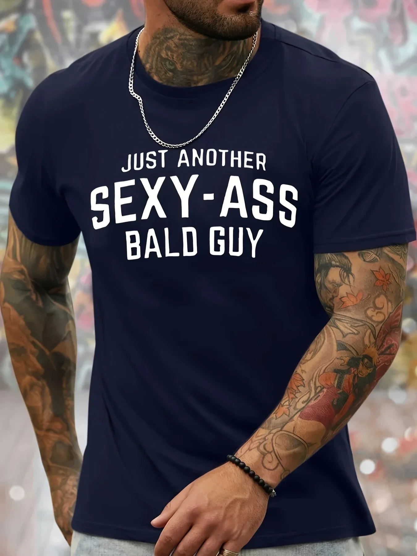 

Мужская модная спортивная футболка с коротким рукавом с принтом Bald Guy, удобная и универсальная для лета и весны,