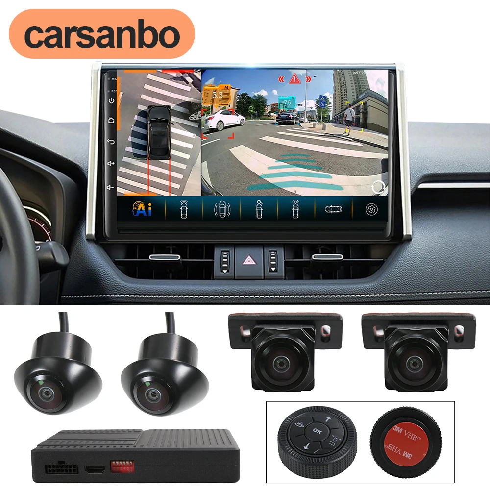 Carsanbo 3.5D/3D/2D 360° Panoramic Camera System for BMW 530 3/4/5/7 Series Mini X3 X5 X6 Z4 Rear+Front+Side Ai and DVR Function