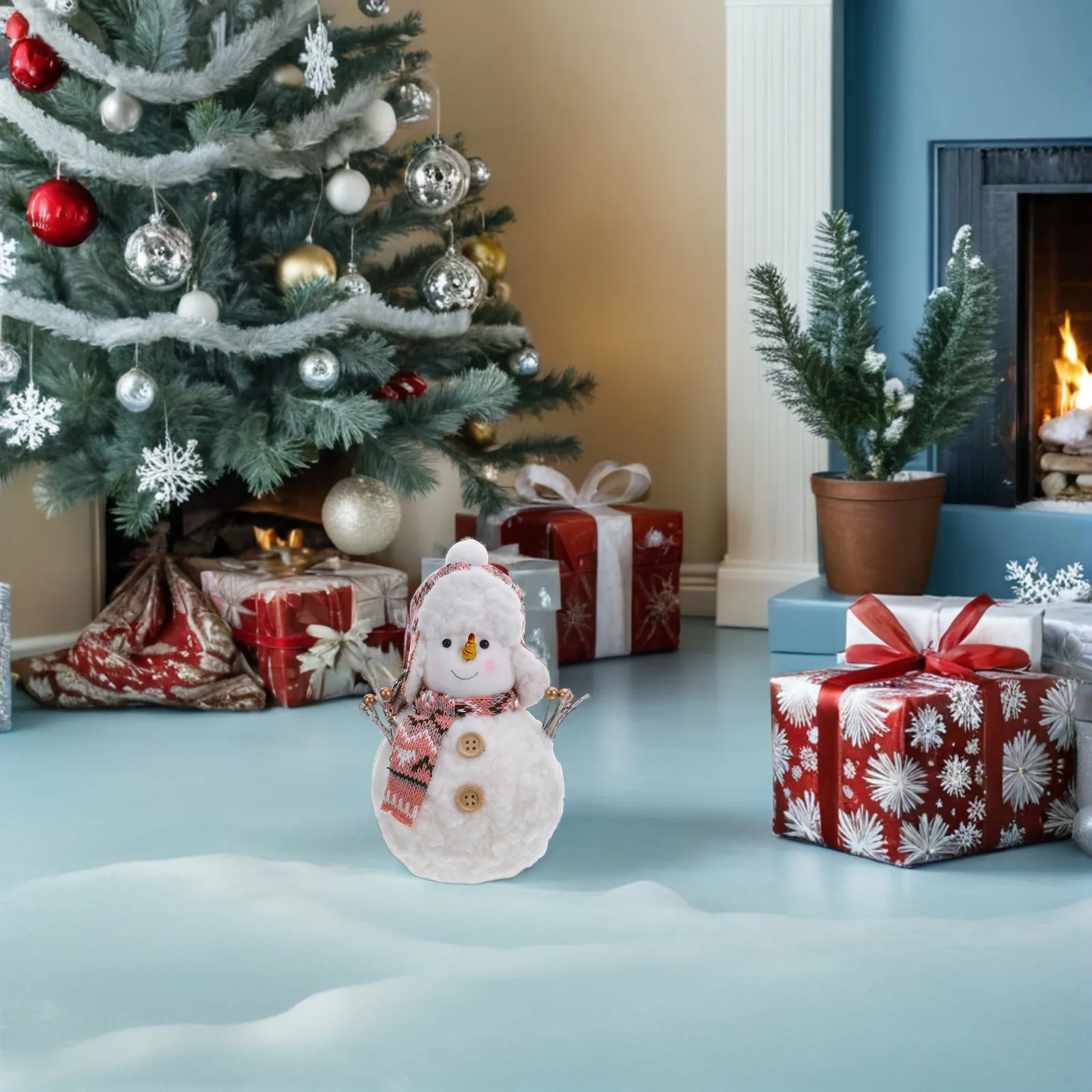 

18Cm Cute Snowman Home Decoration for Christmas Winter Holidays Tabletop Mantel Shelf Indoor Cozy Festive Ambiance