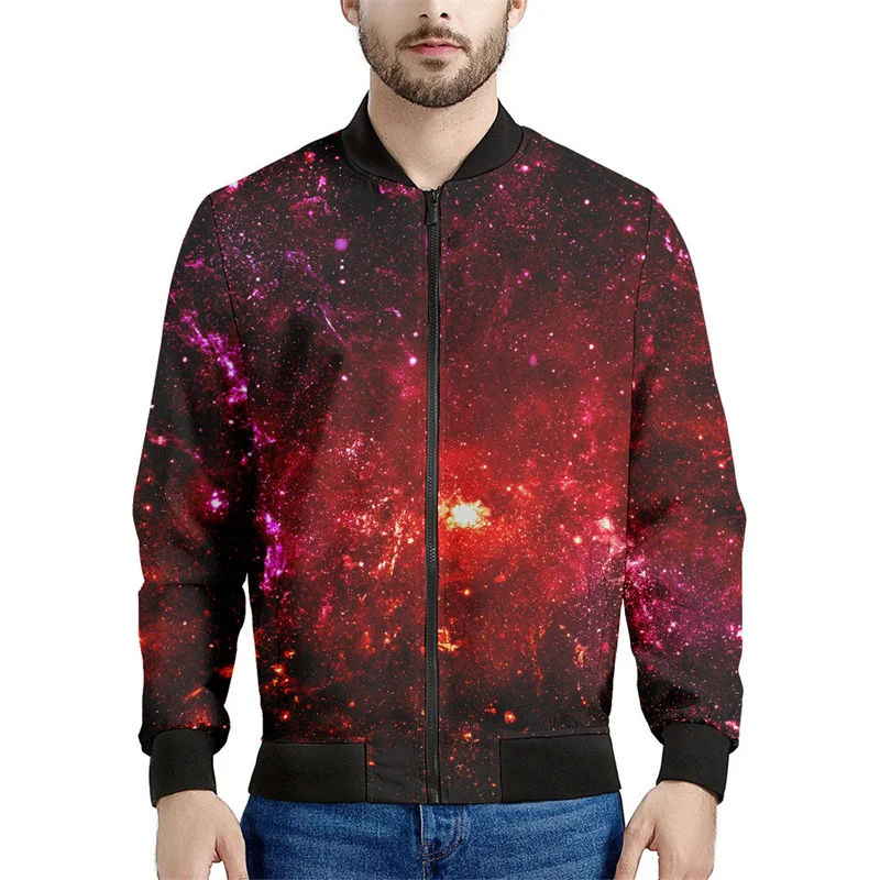 Colorful Universe Graphic Jacket Men 3d Printed Galaxy Space Zipper Jackets Casual Loose Coat Spring Autumn Zip Up Sweatshirt