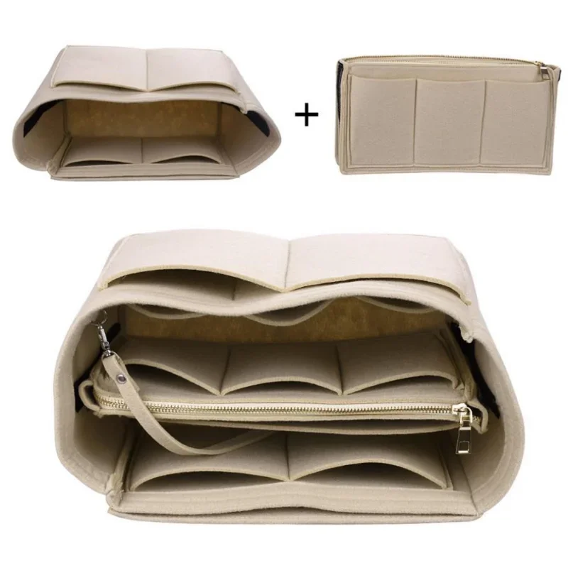 New Women Make Up Organizer Felt Insert Bag for Handbag Travel Inner Purse Portable Cosmetic Bags Fit Various Brand Bags