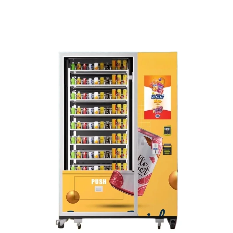 Cooling Soda Drink Vending Machine Outdoor Support Credit Card & Cash Payments Touch Screen Fresh Food Vending Machine