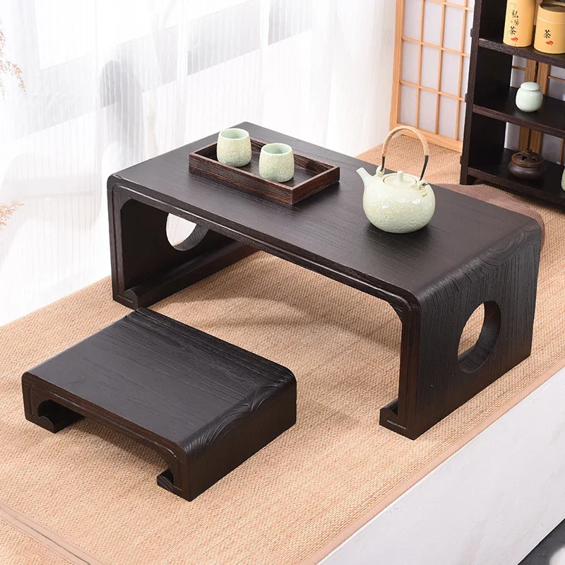 Japanese Vintage Indoor wood Furniture Asian Style Coffee Tea Living Room Low Table Rectangle 60*40cm Tatami Floor Table HW08