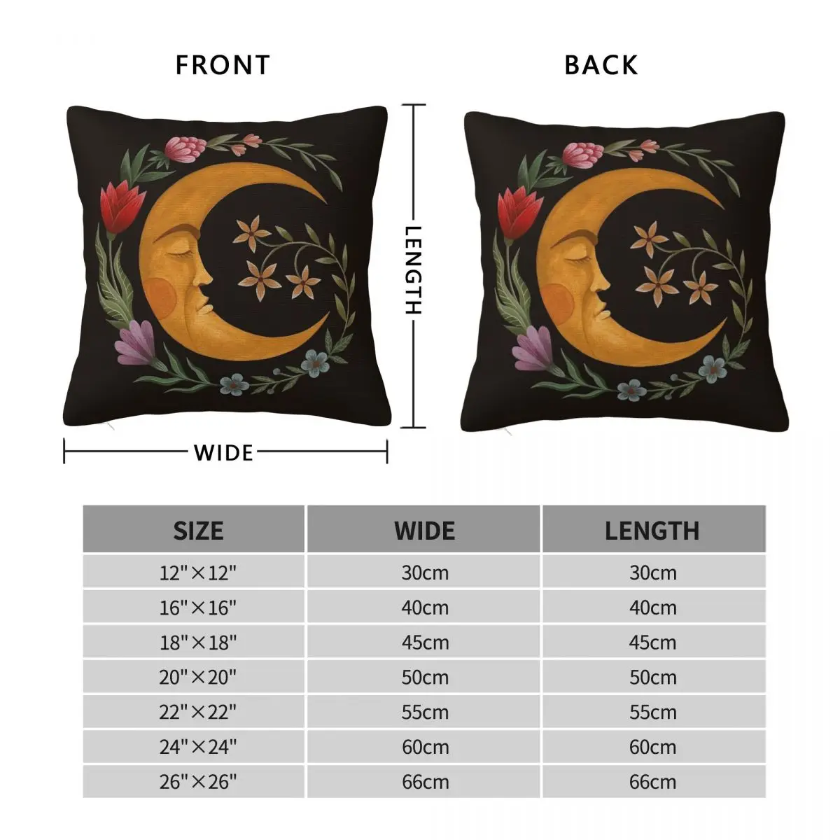 Midsummer Moon Square Pillowcase Polyester Linen Velvet Printed Zip Decorative Throw Pillow Case Bed Cushion Cover Wholesale