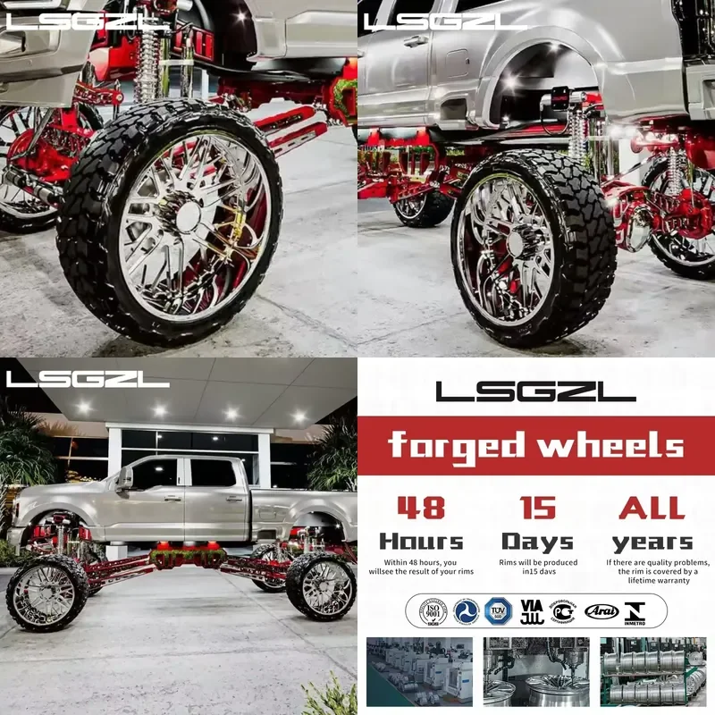 

i LSGZL Polished Custom Forged Truck Wheel 20x10 22x12 24x12 24x14 Deep Dish Rims 6x139.7 6x5.5 8x6.5 8x180 OffRoad for gmc