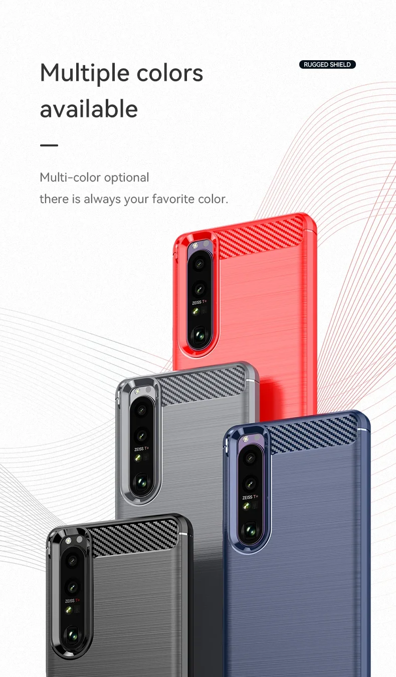 Carbon Faser Weiche Silikon Fall Für Sony Xperia 10 1 5 II III IV V VI Gebürstet Textur Zurück Abdeckung Anti schock Shell Fall Funda – Detail 4