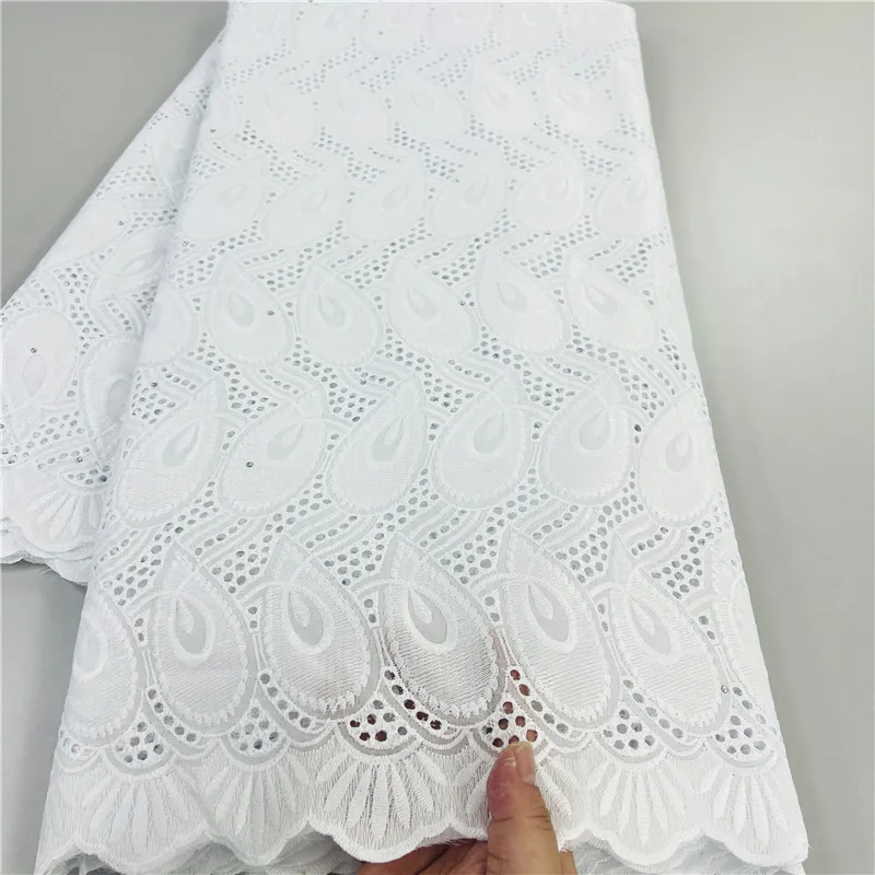 5 yard tessuto di pizzo svizzero bianco puro ricamo di pizzo secco africano 100% tessuti di cotone pizzo svizzero voile stile Dubai 12 l2050801