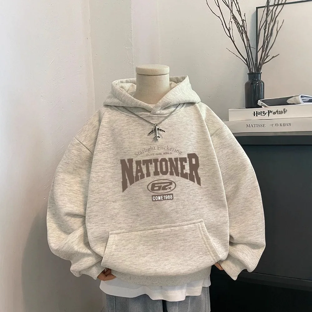 Kids Boys Girls Fleece Hoodie Sweatshirt Oversized Pullover Kangaroo Pocket Long Sleeve Warm Casual Autumn Winter Clothing
