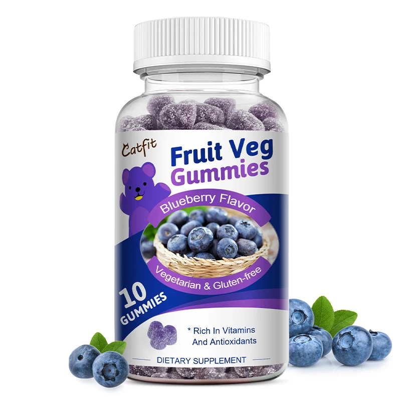 Catfit Natural Blueberry Gummies Enhance Memory &Slow Down Aging Anthocyanin Vitamin and dietary fiber supplementation