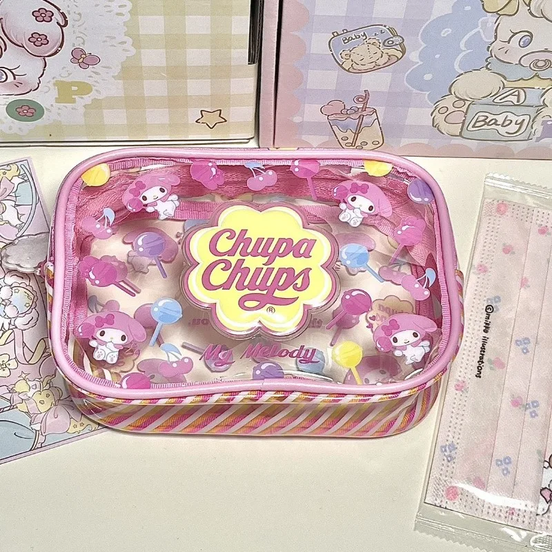 New Sanrios Piano My Melody Pachacco Makeup Bag Cute Kuromi PVC Plush Toy Pain Bag Anime Kawaii Waterproof Storage Wash Bag Gift