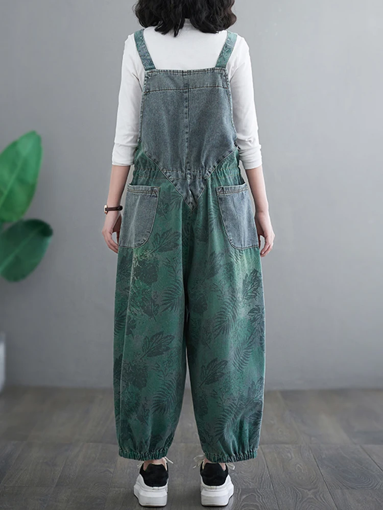 Plus Size Denim Jumpsuit Women 2024 Autumn New Chic Fashion Vintage Pants Blue Color Jean High Waist Ladies Jumpsuit Mujer