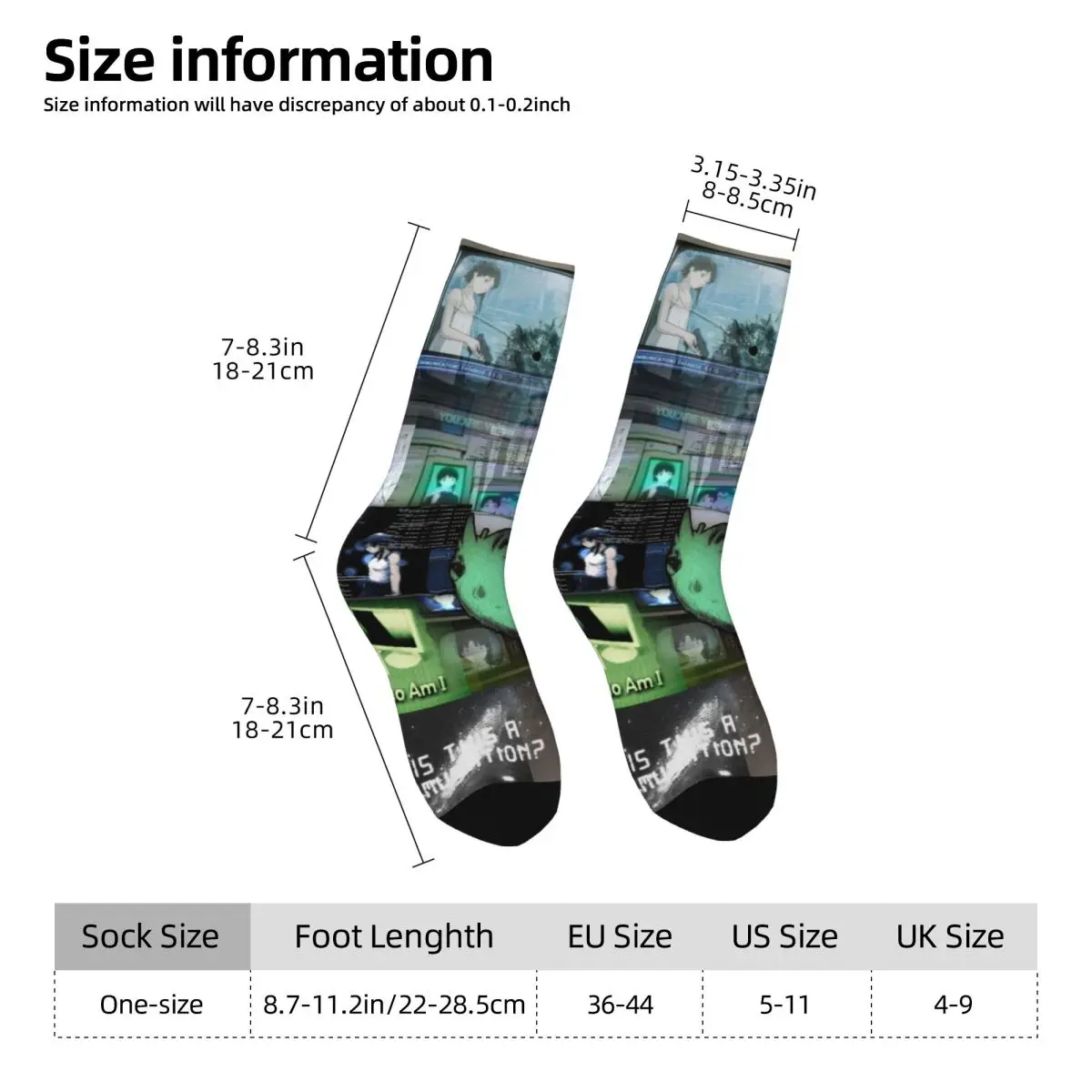 Funny Serial Experiments Lain Football Socks Polyester Crew Socks for Unisex Breathable