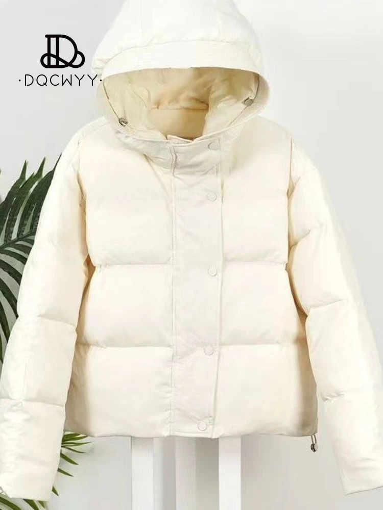 Women's Short Hooded Jacket, Loose Coat, Cotton Clothes, Monochromatic, Casual Tops, Show Thinness Parkas, Korean Fashion