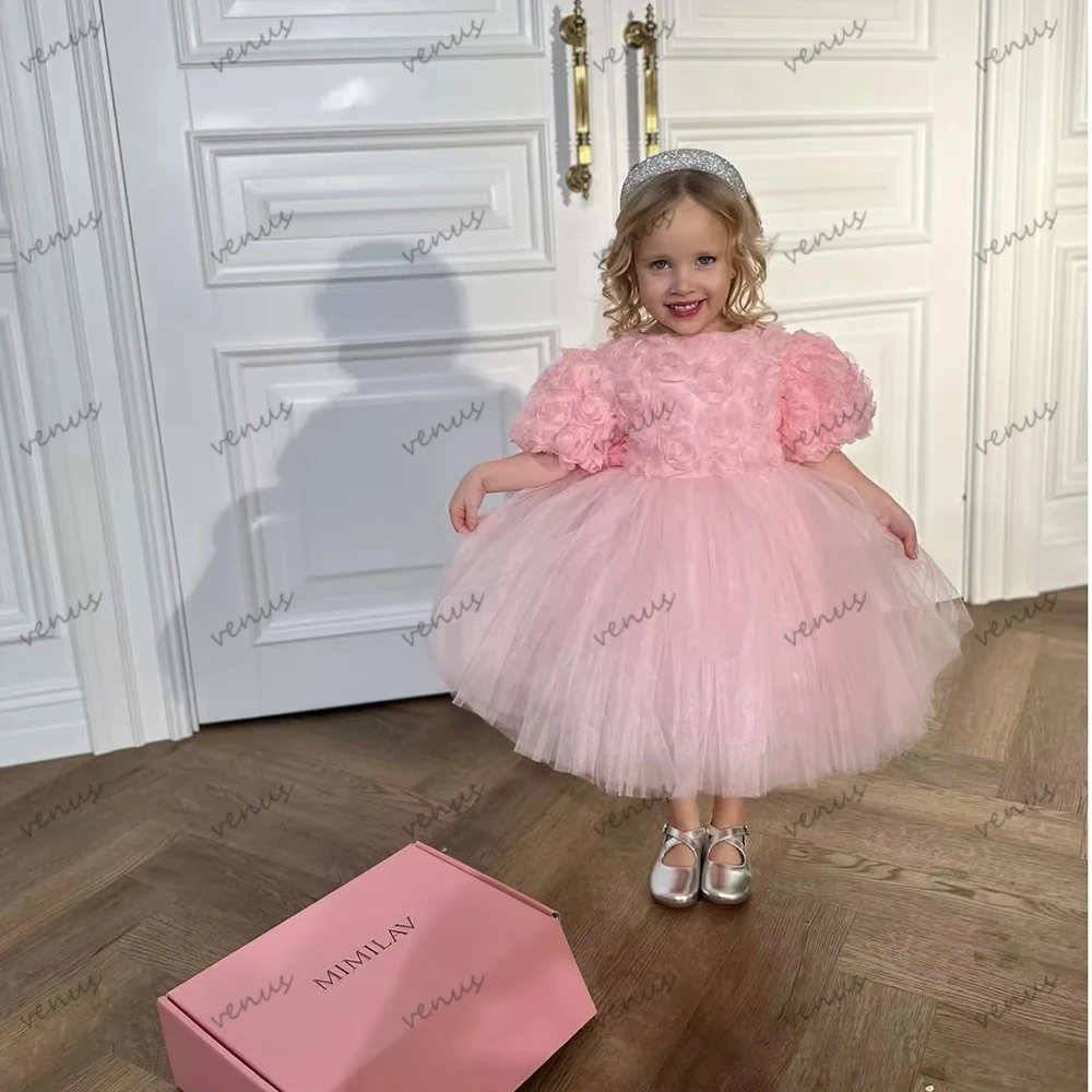 Niedliche Ballkleider für Blumenmädchen, Kleider für besondere Anlässe, knielanges Prinzessinnen-Geburtstagskleid, wunderschöne maßgeschneiderte Vestidos De Novia