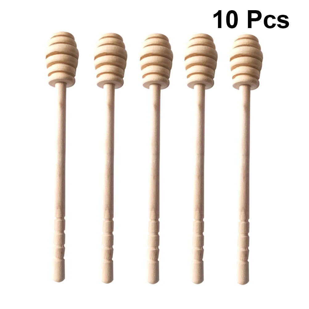 

10pcs Honey Stir Bar Mixing Handle Jar Spoon Practical Wood Dipper Honey Long Stick Supplies Honey Kitchen Tools