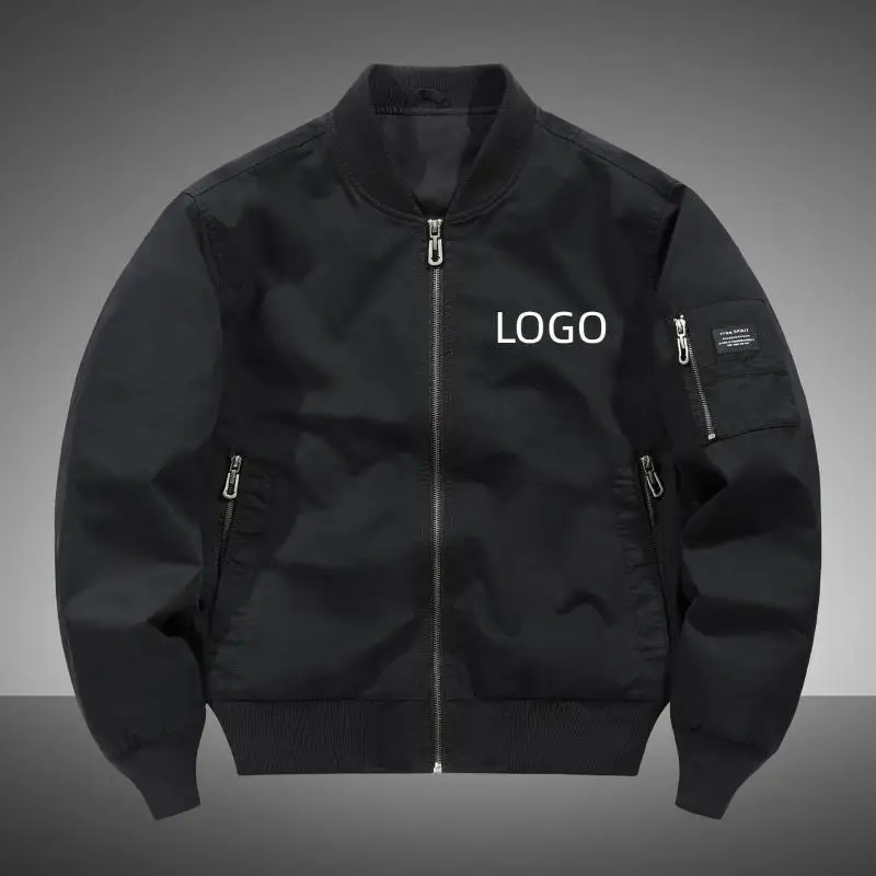 

Спортивная летная куртка на открытом воздухе, мужская рабочая одежда из чистого хлопка больших размеров, индивидуальный логотип, весенне-осенняя повседневная свободная бейсбольная куртка