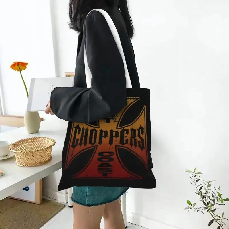 Cute West Coast Chopper Cross Shopping Tote Bags Recycling Groceries Canvas Shopper Shoulder Bag