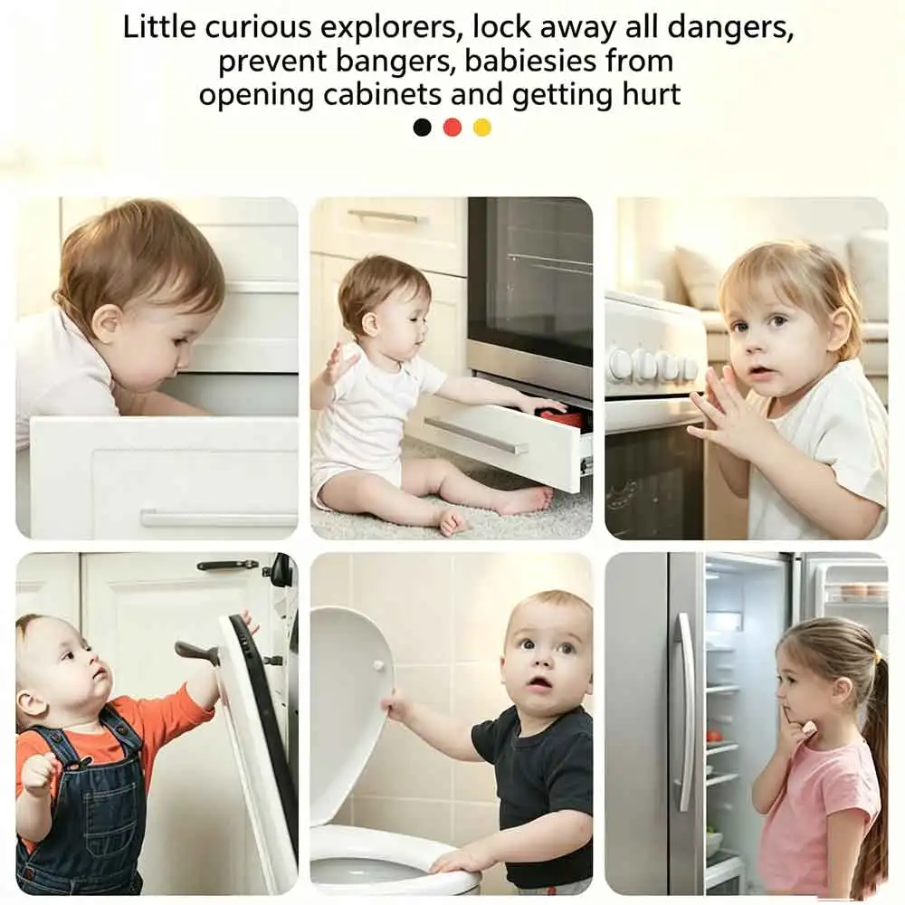vvocci Home Baby Safety Locks Drawer Lock Anti-Pinching Hand Cabinet White Drawer Locks Refrigerator Buckle Children Protection