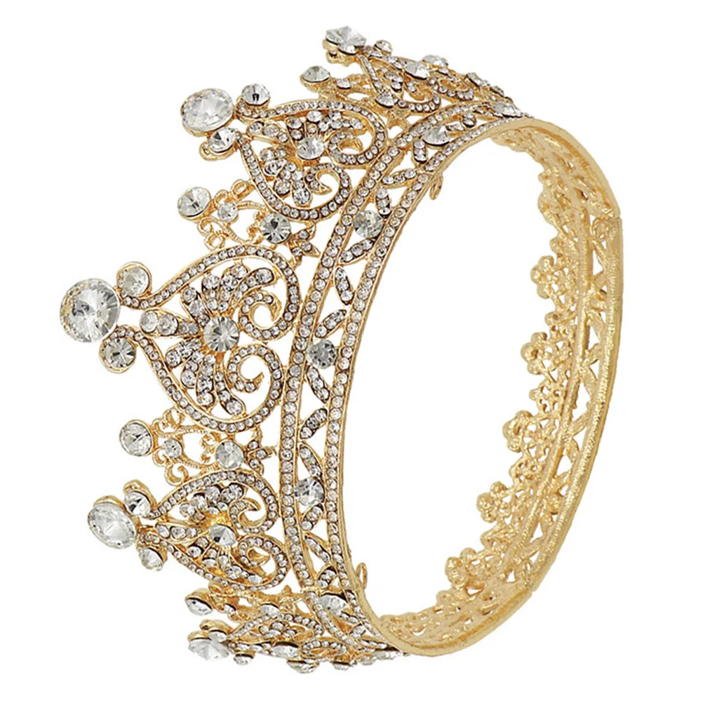 

1Pcs Wedding Crown Alloy Rhinestone Decorated Hair Band Bridal Headdress Elegant Baroque Design Party Headpiece