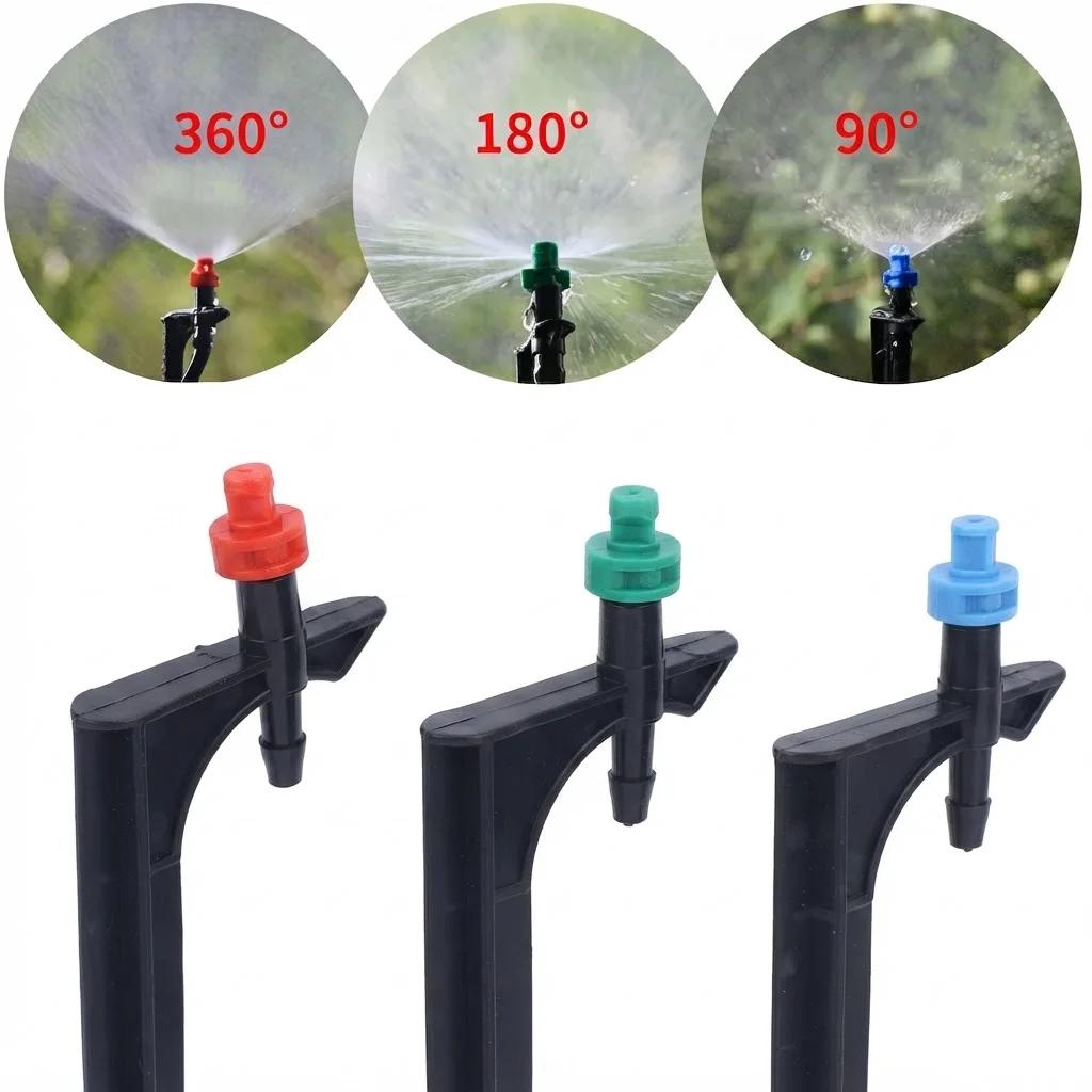 13cm Stake Sprinkler with 90 180 360 Degree Misting Nozzle for 1 4 Inch Hose Garden Drip Watering Agriculture Sprayer Irrigation