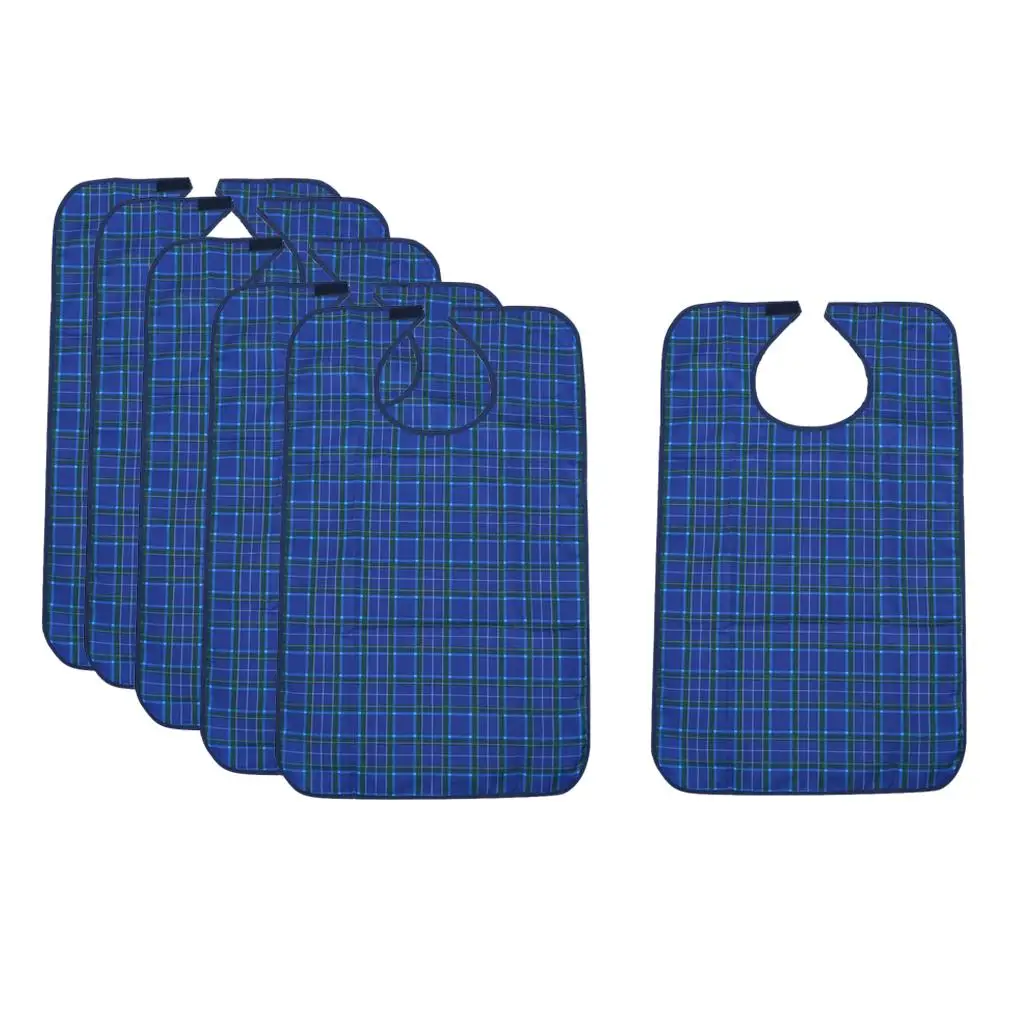 

6x Reusable Waterproof Adult Bib Cloth Protector Disability Aid w/ Pocket