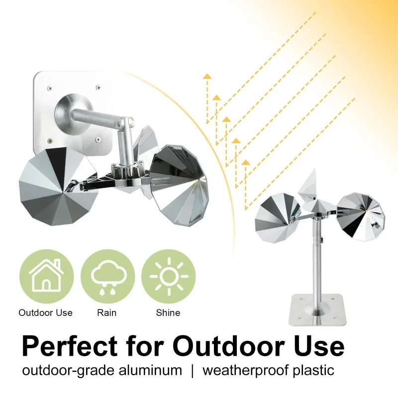 طارد الطيور عاكس دوار الكربون الصلب زاوية قابل للتعديل في الهواء الطلق طارد الطيور أجهزة تخويف تعمل بالرياح لحديقة ساحة