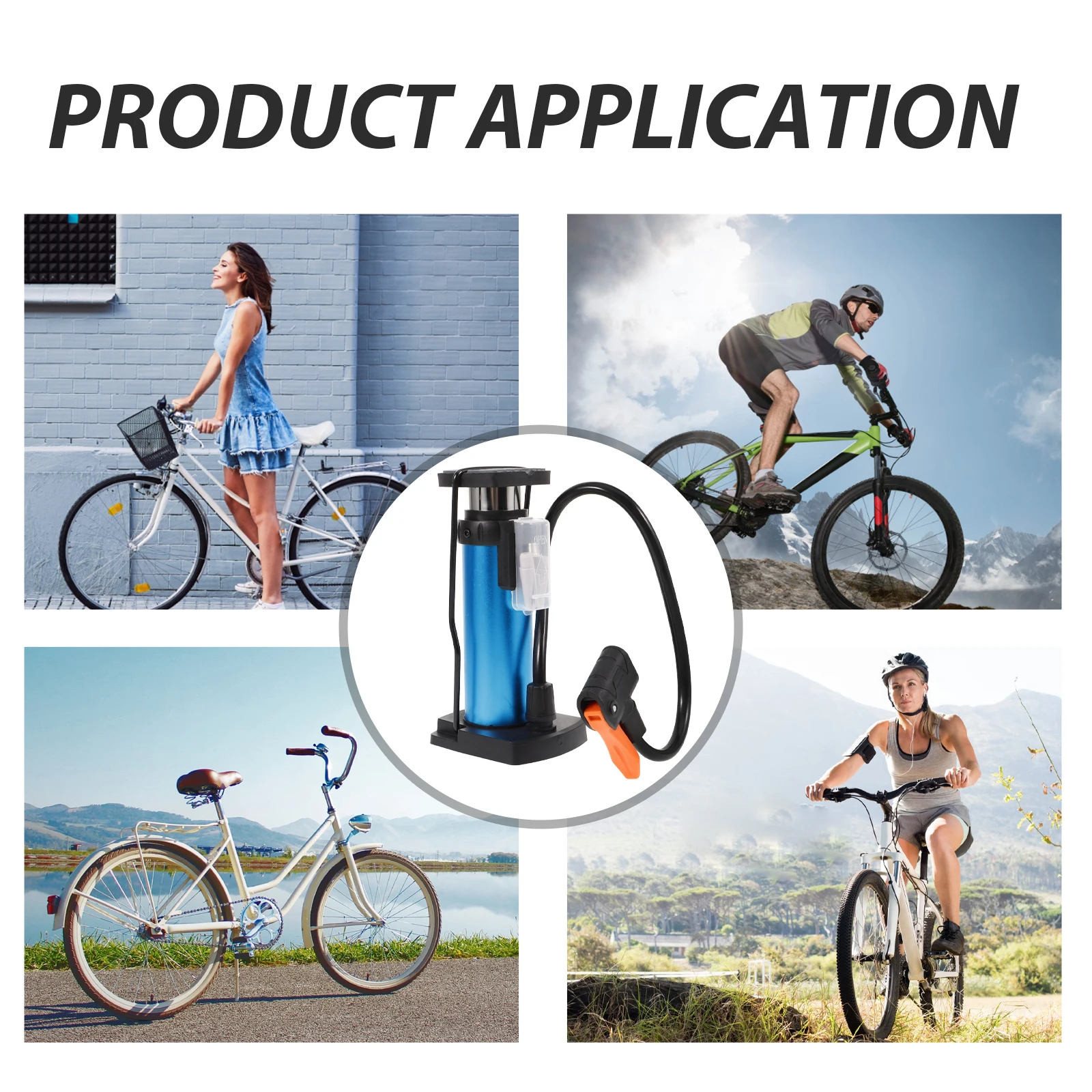 

Bike Pump Portable Mini Bike Floor Pump Foot Activated Tire & Air Pump Valves Aluminum Alloy Barrel Free Gas Needle - Free Size