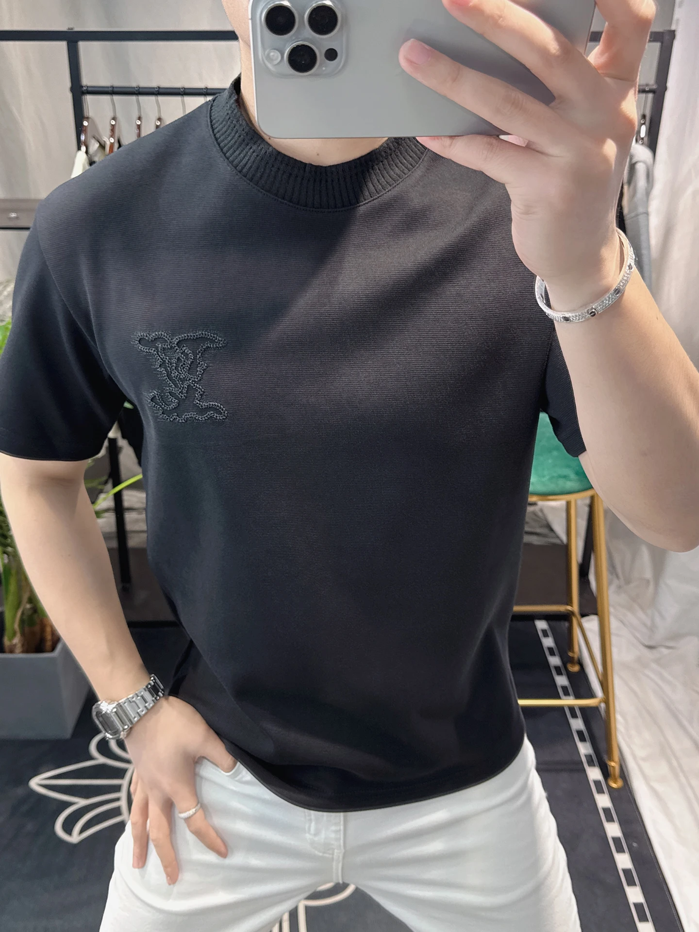 

ZhanChao Brand Men's ort Sve T-irt Embroidered round Ne Casual Faion Summer 2026 Breathable Sweat Absorbent