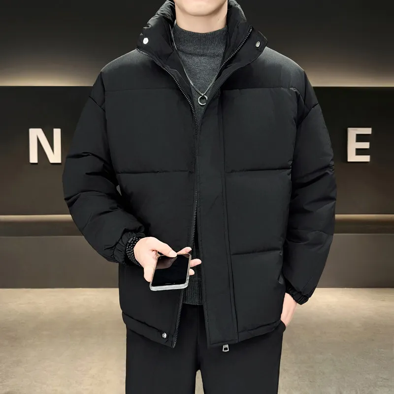 

Winter Thiened Cotton Jaet Men's Printed Youth Warm Sli Faionable Top 777 Stand Fit Polyester Fiber Zipper Closure