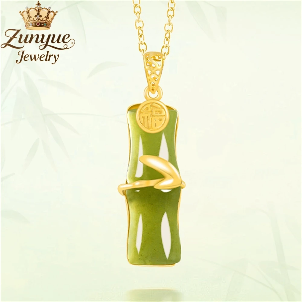

S925 Silver Inlaid Natural Hetian Jade Green Jade Bamboo Joint Pendant Bamboo Luxury Quality Jewelry Fashion Jewelry Charms Gift