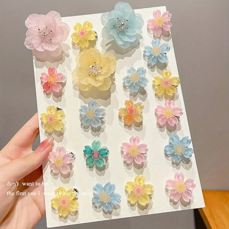5 Pcs Summer Girls Cute Flower Hair Clips, Forest Cherry Blossom Hairpins, Elegant Princess Braid Hair Accessories