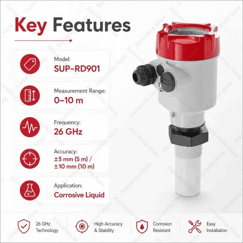 IP67 Water Dust Proof G1-1/2 Thread Featuring 26GHz Radar Level Transmitter for Municipal Sewage Tank