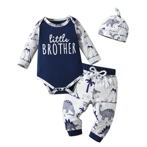Neugeborenen Baby Jungen Mode Kleidung Set Buchstaben Gedruckt Lange Hülsenspielanzug Body Top + infant Hosen mit Hut