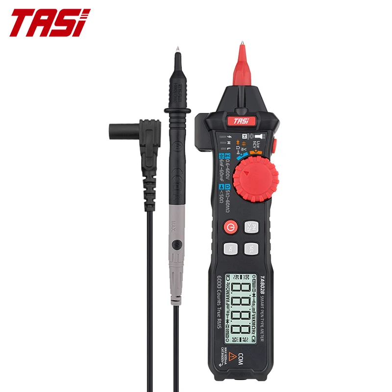 Imagem -02 - Tasi Ta802b Ta802a tipo Caneta Multímetro Digital Medidor Inteligente dc ac Voltímetro Faixa de Auto 6000 Contagem Resistência Diodo hz Tester