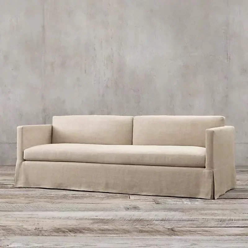 أريكة قماش كتان حديثة وبسيطة لغرفة المعيشة قابلة للإزالة والغسل، مجموعة أمريكية قديمة، أريكة مفردة مزدوجة ثلاثية