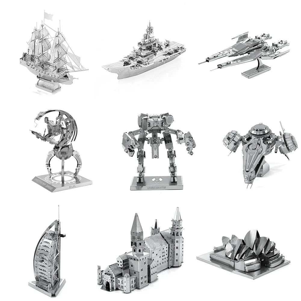 3D Metal Puzzle Battleship Spaceship Alien Famous Building Assembly Model Kit DIY Laser Cutting Adult Children\'s Toy Puzzle Gift