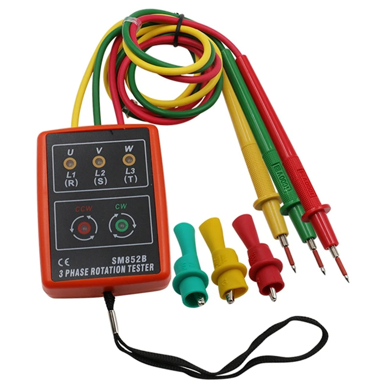 Three Phase Rotation Indicator Meter Phase Sequence Tester LED Buzzer With Portable Pouch