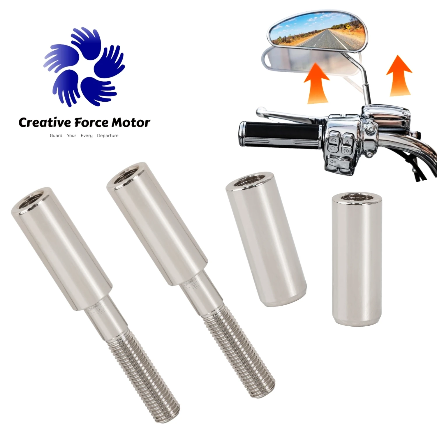 

2" Rear View Stem Extension Kit Motorcycles Mirrors Risers Height Mount Adapter For Harley Sportster 1200 Softail Dyna Road King