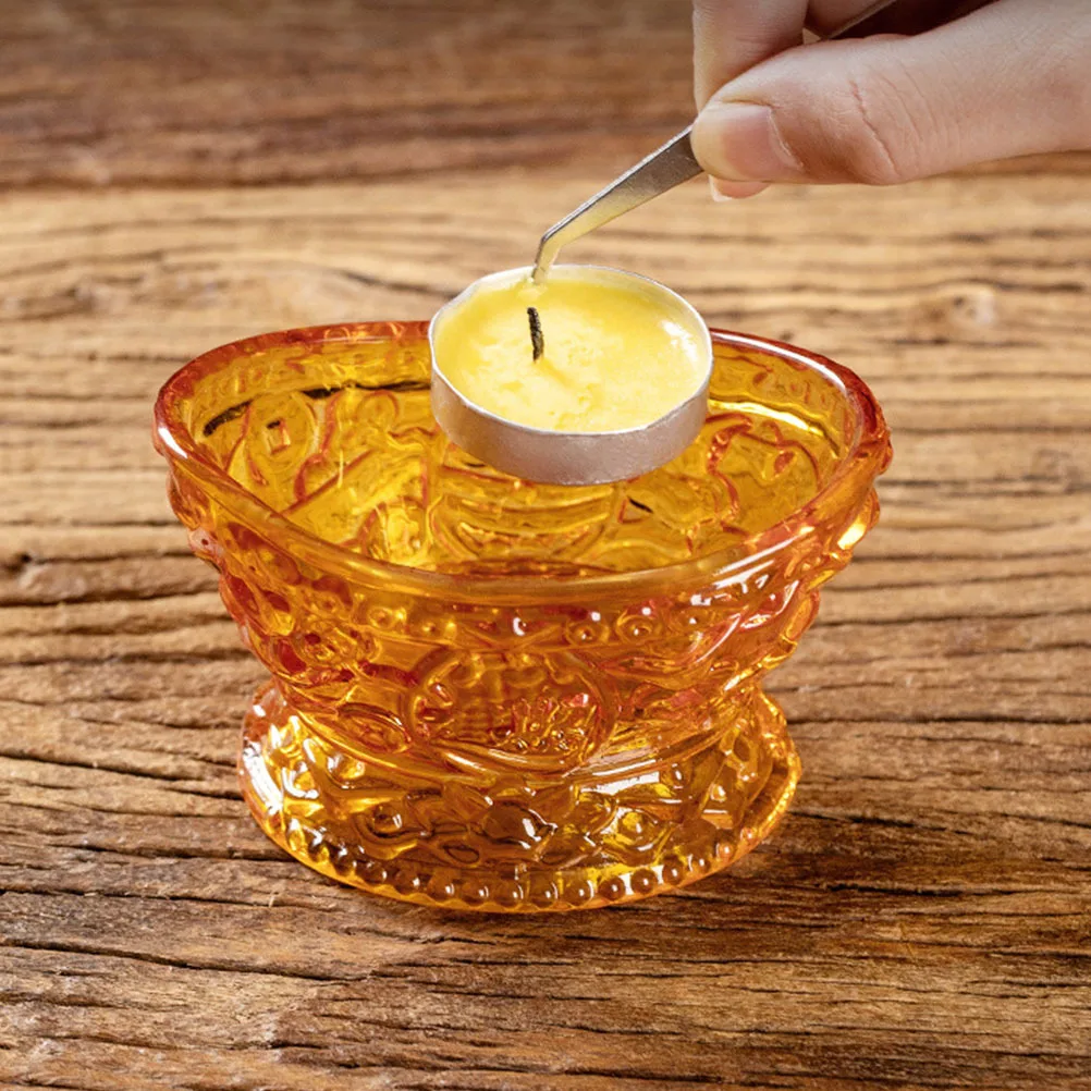 

Glass Ingot Shape Holder Decorative Tea Light Holder Religious Glass Craft Home Table Decor Decorative Candlestick