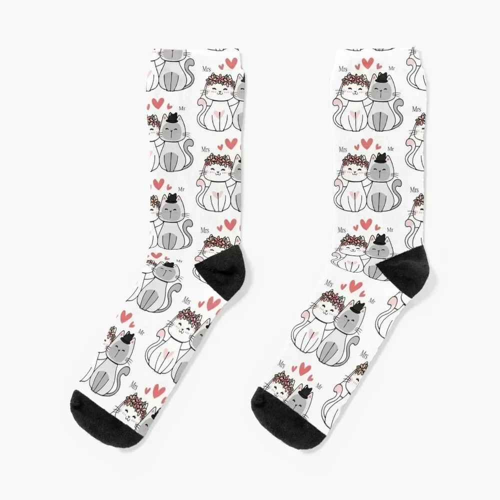 

Bride and Groom Cats Socks floor Stockings man winter Rugby Boy Socks Women's winter gifts ankle shoes Luxury Woman Socks Men's