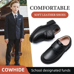 Scarpe da studente scarpe da stagione per ragazzi scarpe nere bambini ragazzo 2024 primavera e autunno il nuovo abbigliamento formale da prestazione in stile britannico