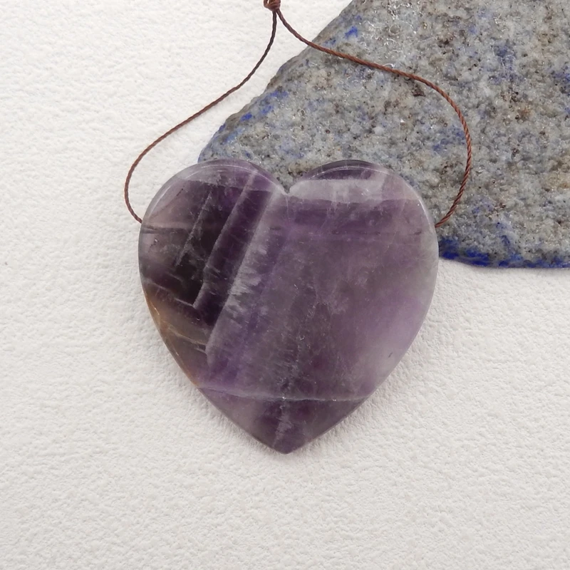 

Natural Stone Amethyst Pendant Bead,Fashion Jewelry Necklace Accessories For Women,Heart Shape Pendant 47x45x7mm 21g