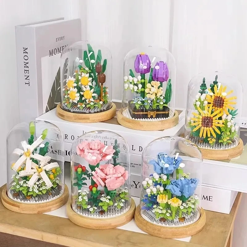 Building Block Flower Micro Particle Assembly for CHILDREN'S Building Block Toys Roses Tulips Tabletop Decorations Gifts 17