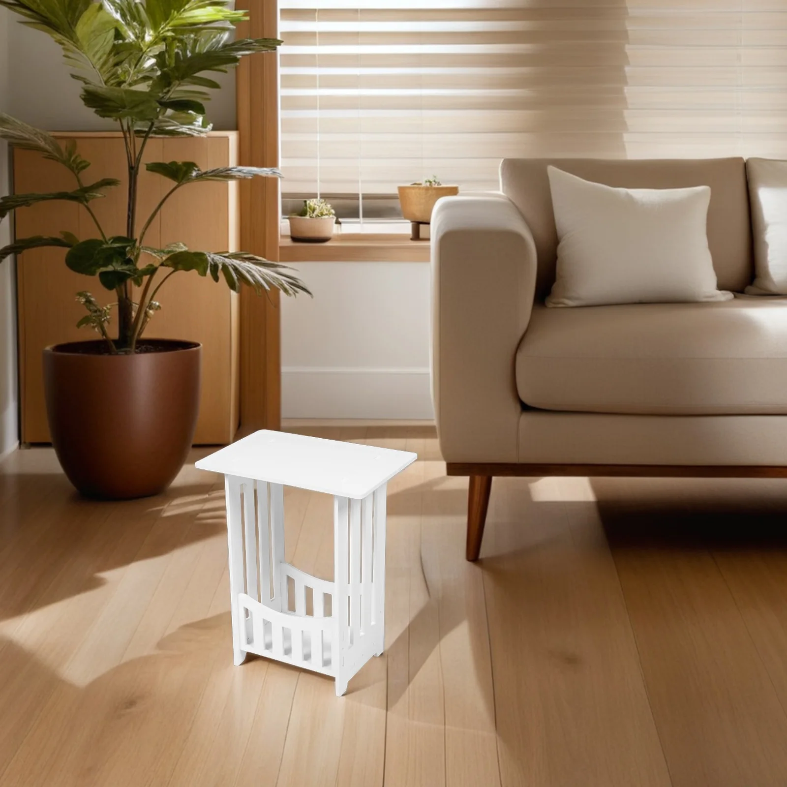 

Mini Makeup Table Stylish PVC Wood Composite Bedroom Nightstand Small End Table for Living Room Sofa Side Storage