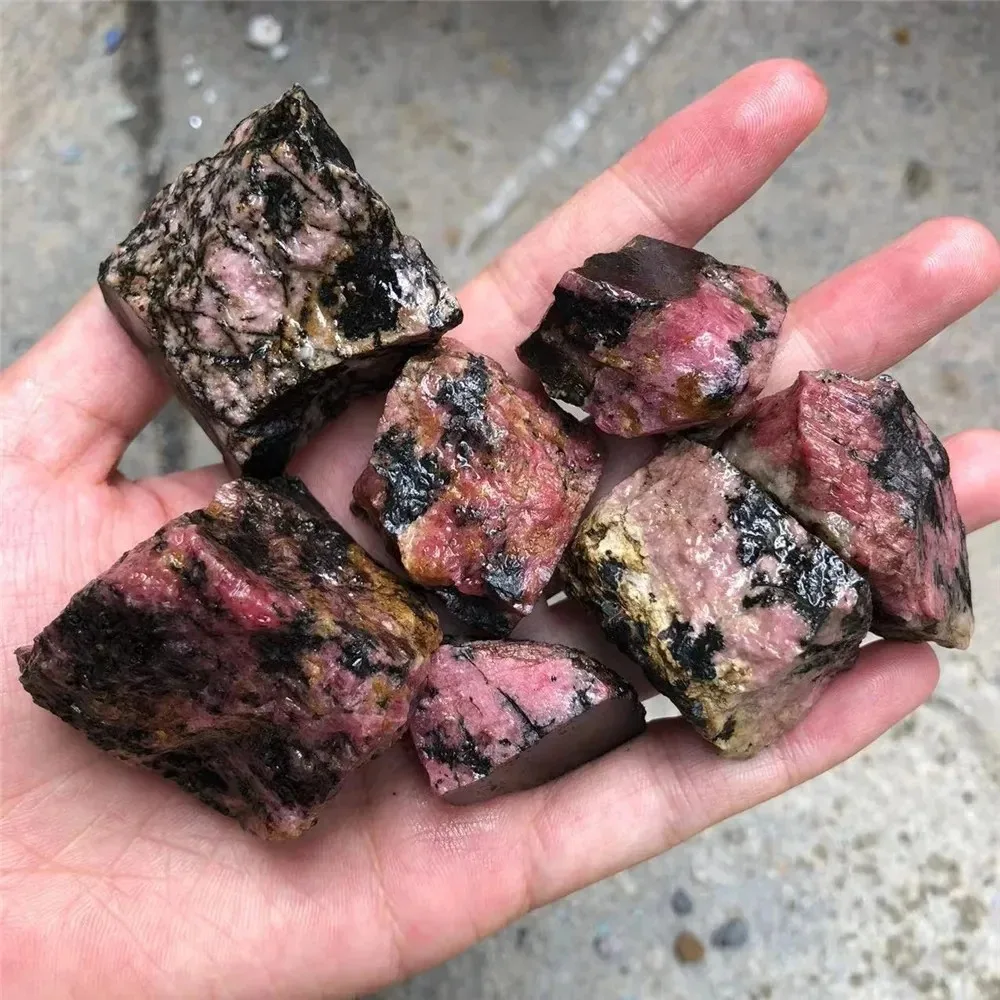 Natural Rhodonite Raw Stones Natural Rocks Garden Aquarium Reiki Mineral Specimens Spiritual Wicca Healing Crystals Gift - view 3