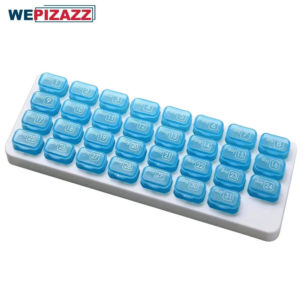 31 Days Pill Organizer with Large Removable Medication Pods, Portable Pill Case Box and Holder for Daily Medicine and Vitamins